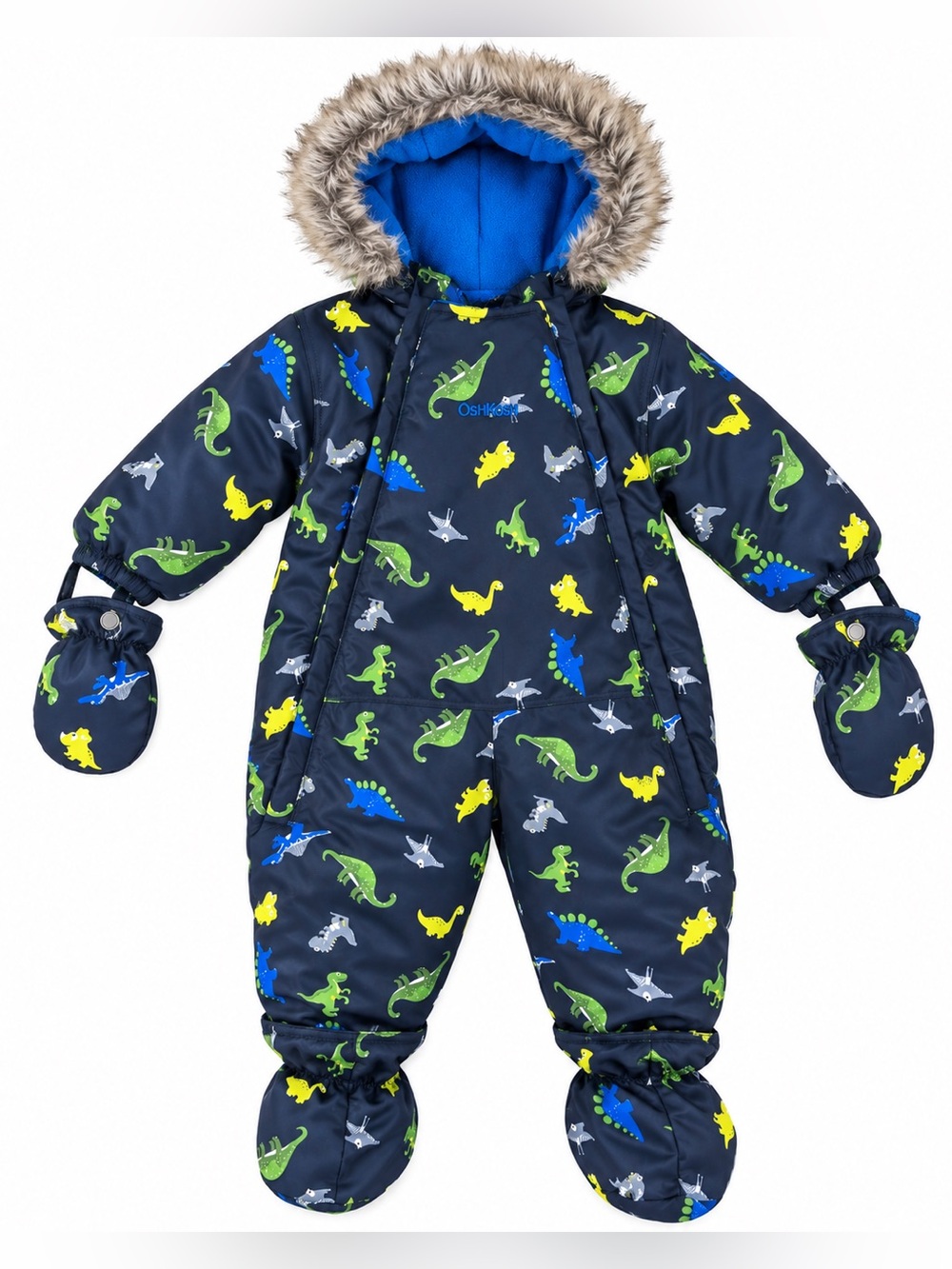 OshKosh Baby Dinosaur Snowsuit Bunting 12M with Mittens & Booties